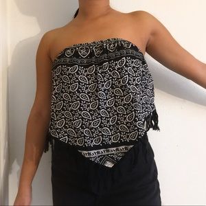 Black and White Bandana Crop Top